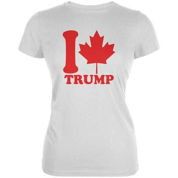 Canada I Love Trump Maple Leaf Juniors Soft T Shirt White 2XL