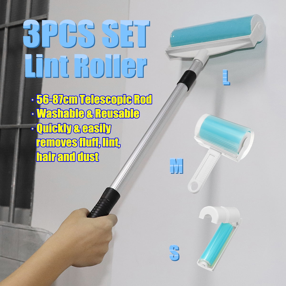 Sticky Roller Lint Washable Roller Cleaner Pet Hair Clothes Fluff Dust Remover √ 