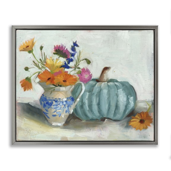 Stupell Industries Farmhouse Autumnal Botanicals Still Life Gray Floating Frame Canvas Art, 21 x 17, by Bley Hack