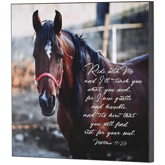 Dicksons PLK1212-955 Ride With Me And I'll Teach You What You Need Horse Themed Brown 12 x 12 Wood Decorative Wall Plaque Hanging Artwork