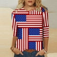 thumbnail image 2 of YanHoo 3/4 Sleeve Tops for Women 2024 Summer Going Out 3/4 Sleeve Womens Length Tops,4th of July USA Flag Graphic Trendy 3/4 Sleeve Shirt,Girls Fashion Stylish Casual Blouse, 2 of 6
