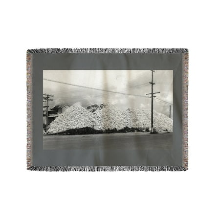 Yarn Oyster - South Bend, Washington - A Mountain of Oyster Shells View (60x80 Woven Chenille Yarn Blanket)