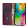 thumbnail image 4 of For iPhone 17 Pro Case, Classic Retro Solid Color Series with Card Slots and Stand Function PU Leather Phone Case, Wine Red, 4 of 15