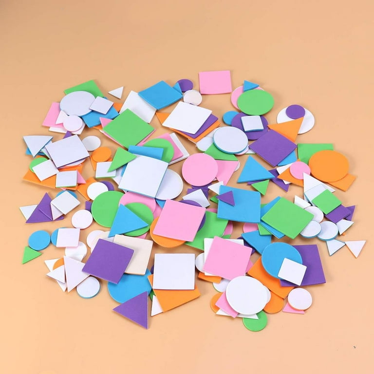 1250 Pcs in 5 Pack Colorful Geometric Shape Stickers Self Adhesive EVA  Sponge Sticker for Children School (Random Size, Mixed Color)