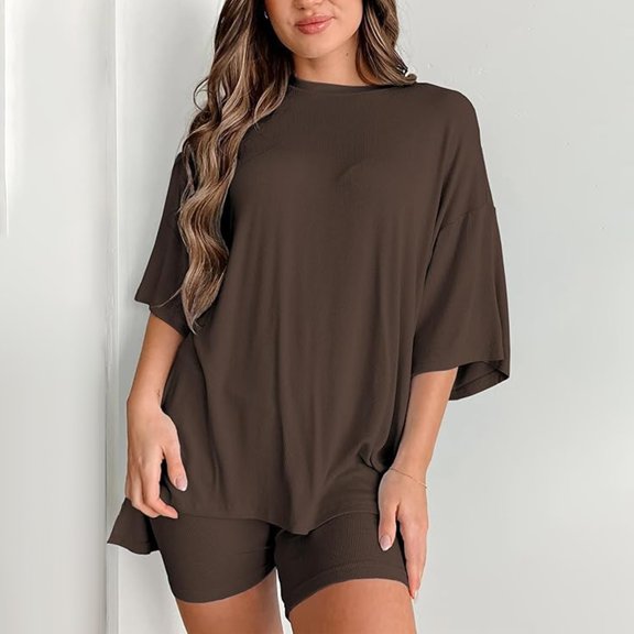 Pyhlmscde Womens Pajama Sets Short Sleeve Sleepwear Soft Button Down Nightwear Lounge Pj Set XS-XXL, Womens Split Short Pajama Set,Skort Sets Women 2 Piece Outfits