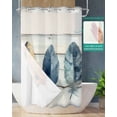 thumbnail image 2 of No Hook Shower Curtains with Snap in Liner, Ombre Blue Feathers Waterproof Fabric Shower Curtain, Boho Vintage Wooden Grain Double Layers & See-Through Top Window Bathroom Curtains 36''x72'', 2 of 6