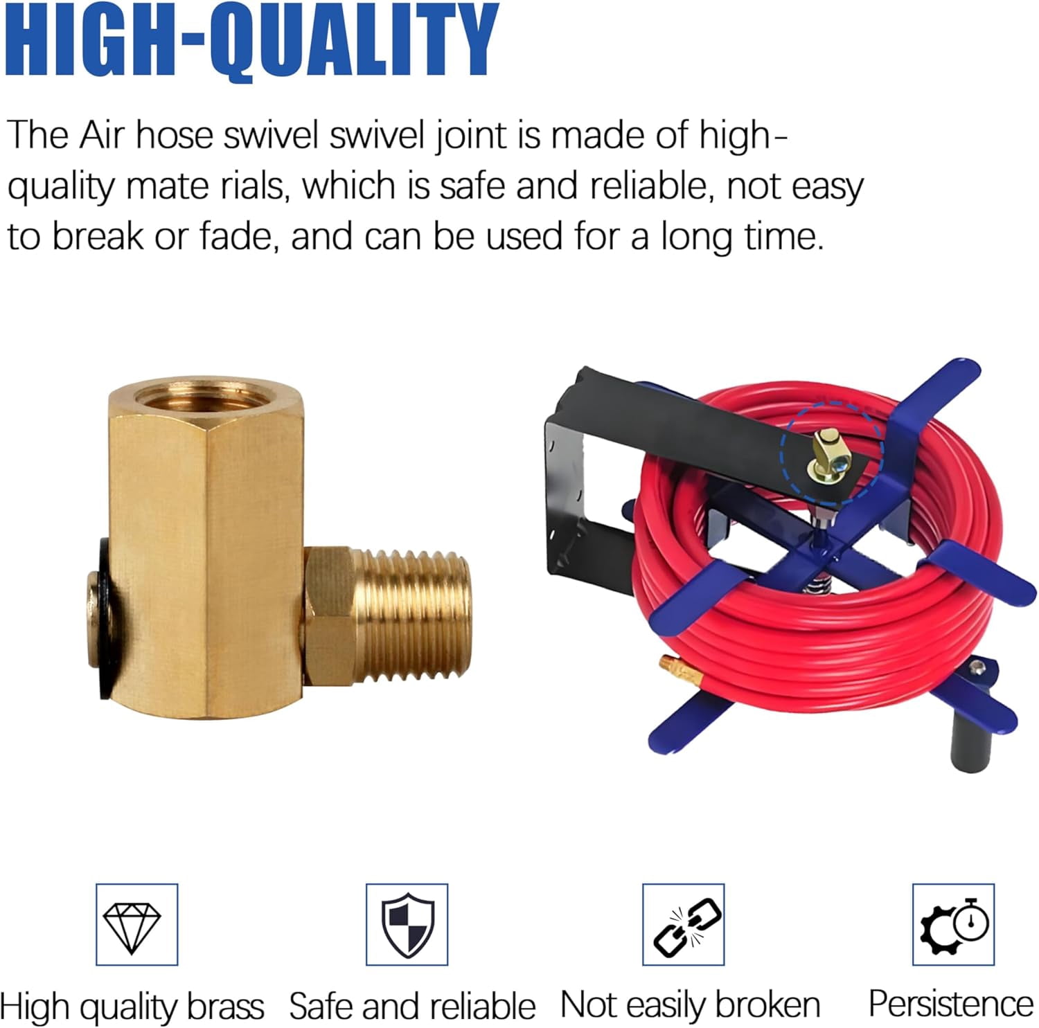 MKEUDQ-50310 Swivel Joint for Side Roll Fan Air Hose Reel 1/4 "FPT 1/4" MPT 90 Degree Air Hose Joint Brass Replacement Part