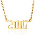 thumbnail image 1 of Collar con colgante de número de año de nacimiento, collar de acero inoxidable con número de oro y cumpleaños, joyería de cadena para mujer y niña Ormromra LRWJ198-21, 1 of 1