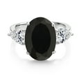 thumbnail image 2 of Gem Stone King 6.04 Cttw Black Onyx and Lab Grown Diamond Engagement Ring for Women | 925 Sterling Silver | Oval 14X10MM and 7X5MM Pear Shape| Gemstone Birthstone (Size 8), 2 of 3