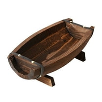 HOOWIFFY Boat Basket Wood Half Barrel Planter Robust Wood 1Pack