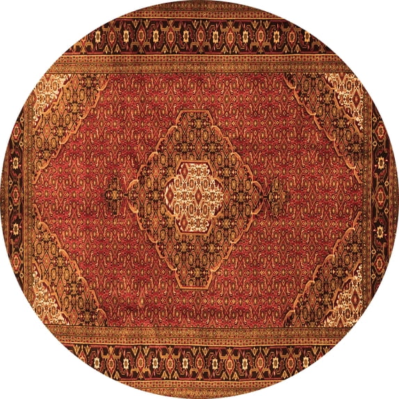Ahgly Company Indoor Round Medallion Orange Traditional Area Rugs, 7' Round