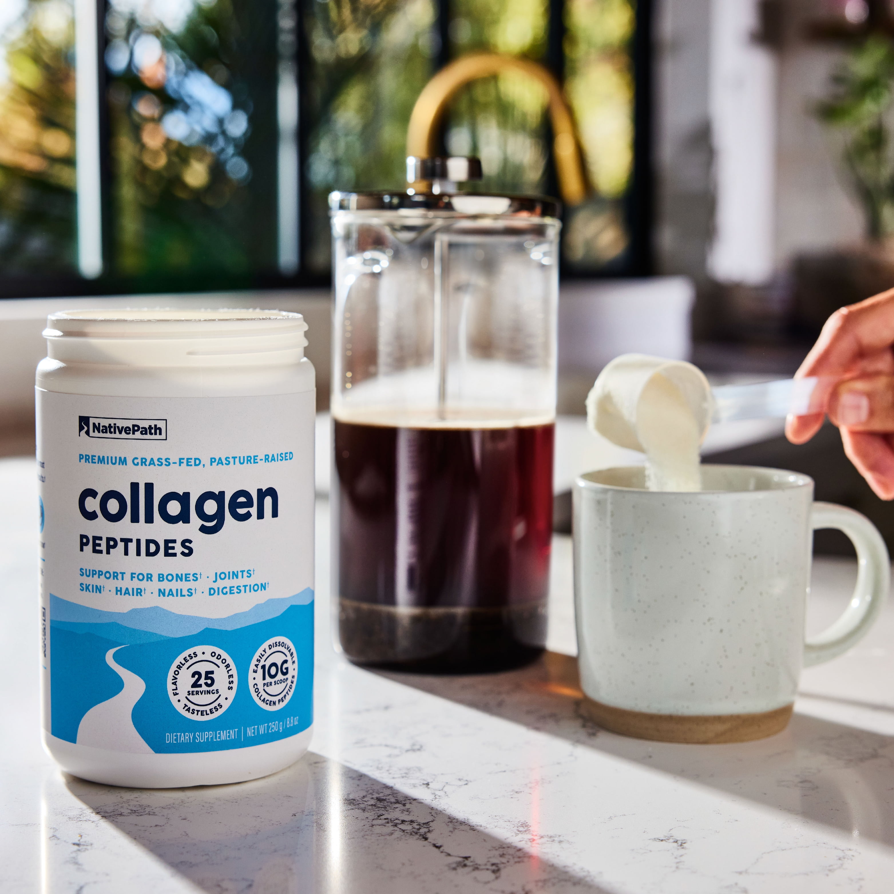 NativePath Collagen Peptides Powder, Grass-Fed Hydrolyzed Type 1 and 3, Unflavored, 25 Servings