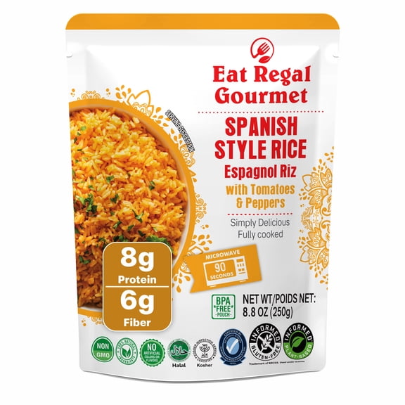 Eat Regal Spanish Rice with Tomatoes & Peppers, Microwave in 1 Minute, 8.8 oz (pack of 12), Shelf-Stable