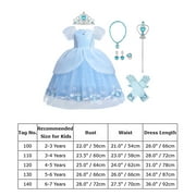 IBTOM CASTLE Little Girls Princess Halloween Cosplay Outfits for Kids Party Fancy Dress up Long Evening Gown 4-5 Years Cinderella Blue