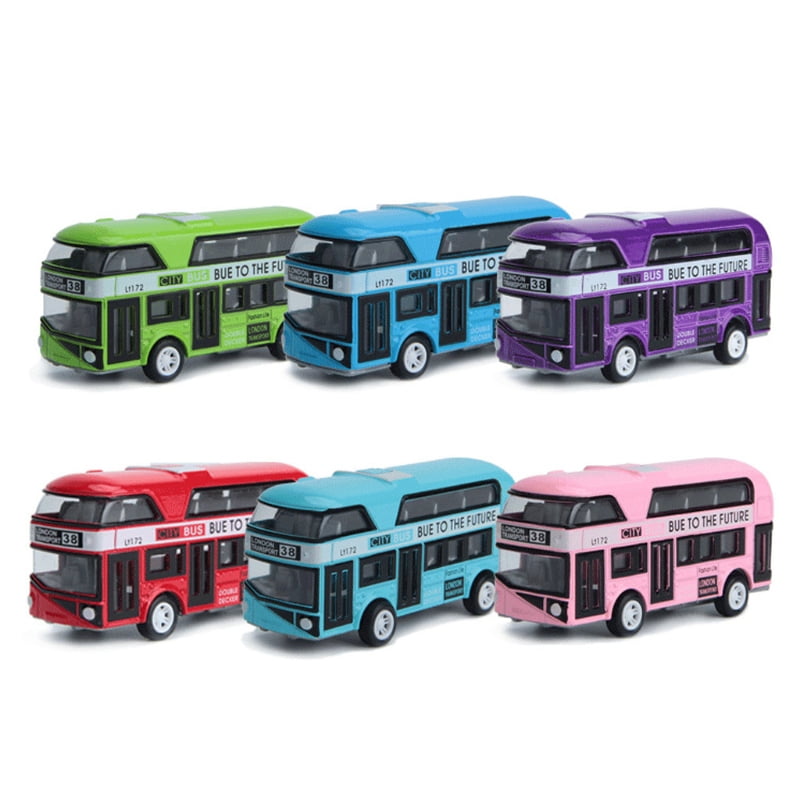 1:43 2-Floor London Double Decker Bus Model Toy Cars Alloy Hongkong Light Music 