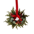 thumbnail image 4 of Artificial Small Wreaths with Velvet Bow & Red Berries,Christmas Wreaths for Front Door, Mr. Christmas Wreath,for Cabinets Kitchen,Window,Farmhouse Wall Xmas Decor, 2 PC, 4 of 6