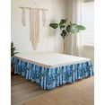 thumbnail image 2 of Sea Turtle Bed Skirt King Size 16" Drop Floral Leaf Retro Blue Stripes Ruffled Wrap Around Bed Skirts Adjustable Elastic Bedskirt Dust Ruffle for King Size Bed, 2 of 7