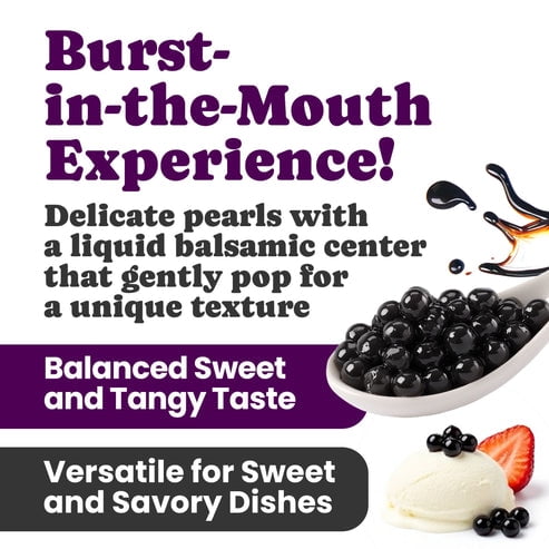 Food to Live Black Pearls with Balsamic Vinegar of Modena, 50g – Authentic Italian Aceto Balsamico Black Caviar, Perfect for Salads, Desserts and Cocktails, Vegan. Product of Italy (Pack of 12)