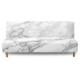 thumbnail image 2 of ZIATUBLES Gray Marble Armless Sofa Futon Slipcover, Stretch Soft Couch Cover with Elastic Bottom, Dustproof Washable Sofa Bed Cover for Living Room Bedroom, 2 of 9