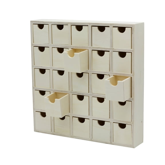 25 Drawer Wooden Advent Calendar, DIY Unfinished Storage Box, Ready to Decorate, Pre Assembled, Storage Organizer