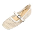 thumbnail image 2 of Miluxas Women's Mesh Ballet Flats Comfortable Dressy Trendy Square Closed Toe Mary Jane Flat Shoes Beige 7(39), 2 of 9