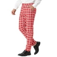thumbnail image 5 of INSPIRE CHIC Men's Plaid Dress Pants Slim Fit Business Checked Trousers 38 Red, 5 of 6