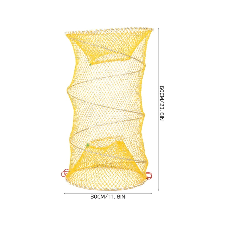 Foldable Fishing Net Casting Nets for Fishing Spring Fishnet Crab Cage Foldable Nylon, Size: 60x30cm, Orange
