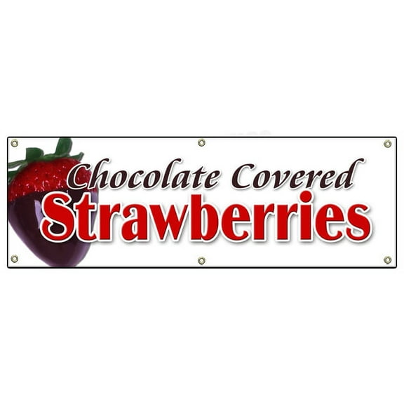 72" CHOCOLATE COVERED STRAWBERRIES BANNER SIGN candy dipped chocolatier sweet