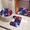 thumbnail image 5 of Independence Day Bathroom Rugs Set Abstract Red Blue White Mottled Painted Non Slip Absorbent Soft Bath Mats 3 Piece Set with Bathroom Rug, U-Shaped Floor Mat, Toilet Seat Cover Large Size, 5 of 9
