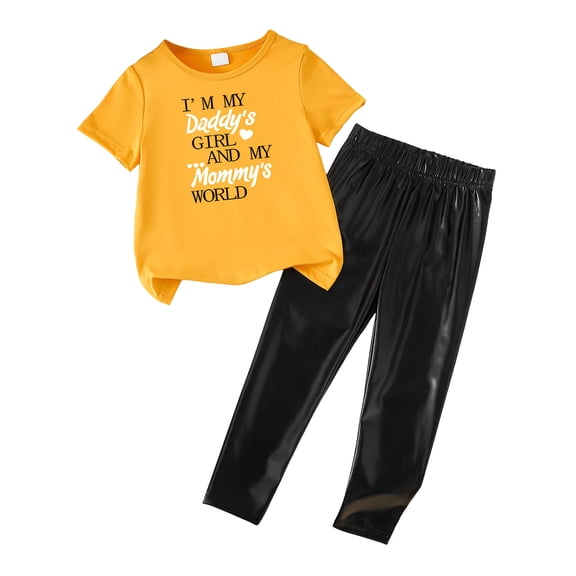 UAYOTSE Girls Summer Outfits Casual Lounge Set Cap Sleeve T Shirt and Elastic Waist Shorts 2 Piece Clothing Sets,Sizes 6 Years