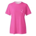 thumbnail image 4 of Razzly Women's Casual T Shirts With Cancer Awareness Print Round Neck Short Sleeve Top For Everyday Wear In Spring And Summer Tops Exercise Women Athletic Shirts Women Summer Spandex T(Hot Pink,XL), 4 of 4