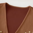 thumbnail image 6 of Women's Faux Suede Fringe Vest Rivet Open Front Sleeveless Western Crop Jacket Coffee-A L(L), 6 of 9