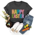 thumbnail image 4 of Outfmvch Chemises de Pâques pour Femmes, Chandails en Molleton à Col Rond pour Femmes, Chemises à Manches Courtes pour Femmes, Hauts de Sortie pour Femmes, T-Shirt à Manches Courtes Col Rond de Pâques, T-Shirts Graphiques pour Femmes Gris Foncé S, 4 of 5