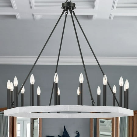 

Vanity Art Farmhouse Vintage 16 Lights Wagon Wheel Chandelier Lights Ceiling Light Fixture for Living Room Dining Room 10586-CW-BK