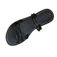 thumbnail image 3 of Taqqpue Women's Flat Slide Sandals ,Easy Slip-On Design, Rubber Sole Strappy Sandals Casual Summer Solid Color Two-Way Strap Casual Beach Sandals Flat Shoes, 3 of 10
