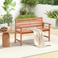 thumbnail image 1 of Costway Patio Solid Wood Bench Wood 2-Seat Chair with Slatted Seat & Inclined Backrest, 1 of 10
