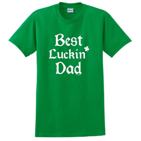 St Patricks Day Party Supplies Best Luckin Dad Short Sleeve T-Shirt Medium Green