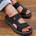 thumbnail image 2 of CQONEPT Men's Leather Slip-On Sandals Retro Two-Strap Buckle Design Anti-Slip Sole Comfortable Casual Slides for Walking Beach Indoor & Outdoor Black Size 7, 2 of 9