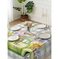 thumbnail image 3 of Easter Truck Suqare Tablecloth - 60 x 60 Inch, Spring Floral Eggs Butterflies Leaves Gray Plaid Waterproof & StainResistant Tablecloth, Washable Oil-proof Table Cover for Dining/Party/Wedding/Buffet, 3 of 9