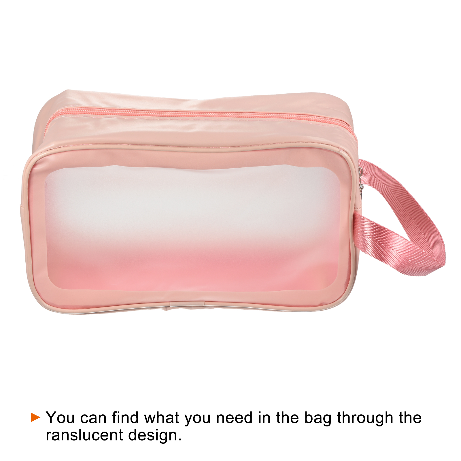 Uxcell 5.9"x9.8"x3.7" PVC Clear Toiletry Bag Makeup Bags with Zipper Handle Pink 3 Pack - image 3 of 5