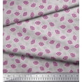 thumbnail image 2 of Soimoi Gray Rayon Crepe Fabric Monster Lips & Teeth Face Printed Fabric 1 Yard 46 Inch Wide, 2 of 3