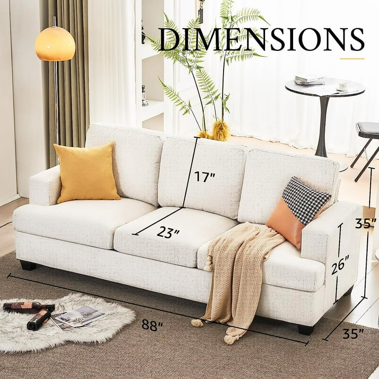 AMERLIFE Sofa 3 Seater Sofa with Deep Seats 89 inch Modern Couch