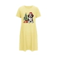 thumbnail image 5 of Sakmal Loose Women Moomoo Nightgowns Breathable Yellow Ultra-Soft Christmas Nightshirt Dog Print Crew Neck Short Sleeve Short Nightgowns S-2XL, 5 of 5
