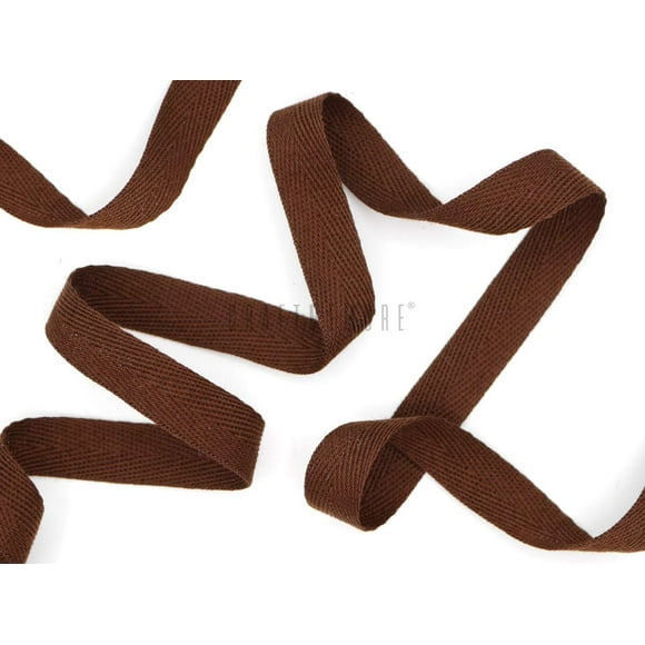 CRAFTMEMORE 1/2 Inch Twill Tape Fabric Ribbons Webbing Herringbone Twill Bias Binding Tape for Clothes Sewing Craft Trim Lace 36 Yards (MP43 Dark Brown)