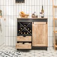 thumbnail image 3 of Costway Kitchen Buffet Storage Cabinet Sliding Barn Door Sideboard w/ Drawers Wine Rack, 3 of 10