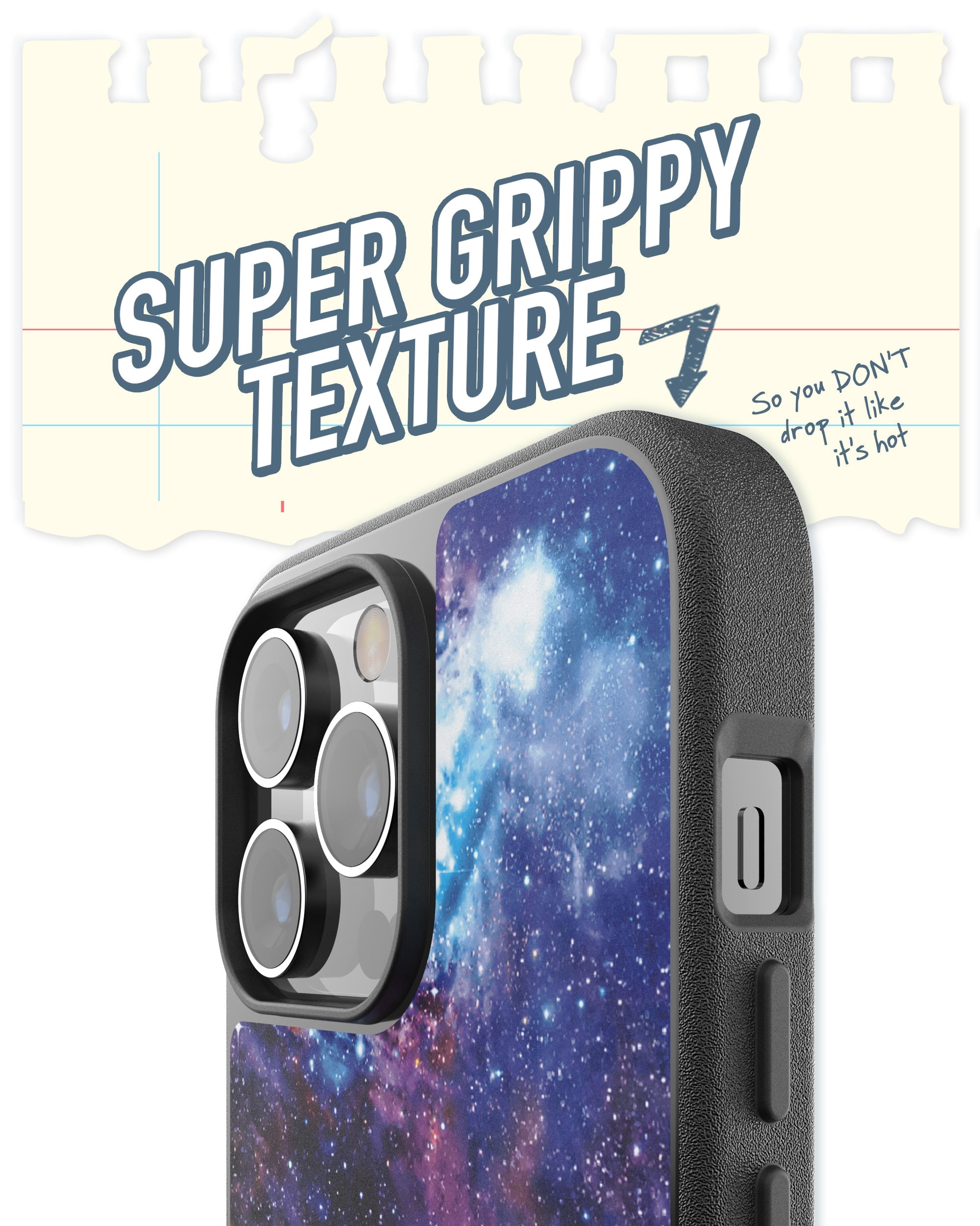 Smartish iPhone 14 Pro Max Slim Case - Gripmunk Compatible with MagSafe [Lightweight + Protective] Thin Grip Cover with Microfiber Lining - Spaced Out