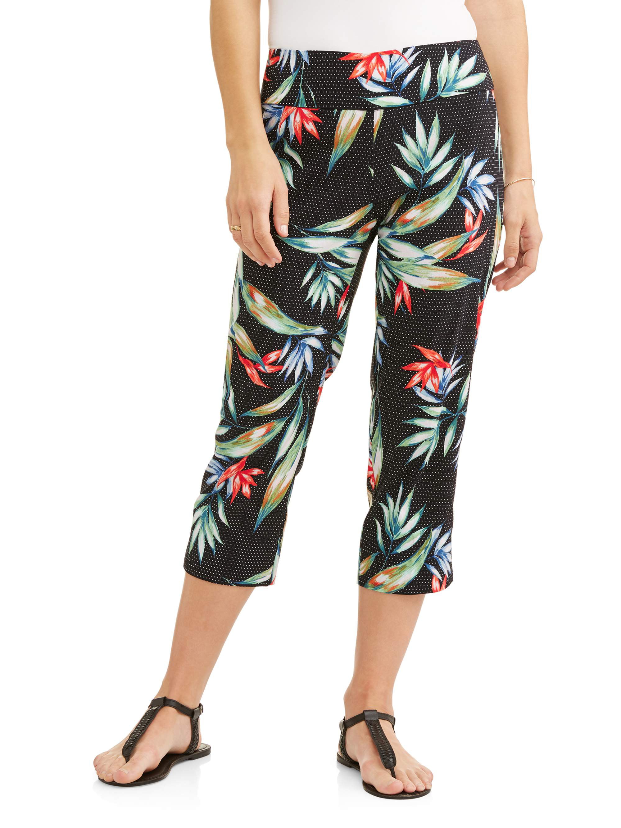 Lifestyle Attitude Women's Woven Printed Millenium Crop Pants - Walmart.com