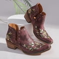 thumbnail image 3 of SACFOF Cowboy Boots for Women Western Flower Embroidered Ankle Cowgirl Boots Snip Toe Chunky Heel Stitched Retro Classic Boot, 3 of 6