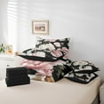 thumbnail image 6 of Manfei Retro Peony Twin Bedding Sets 7-Piece for Women Girls, Vintage Blossoms Bedding Comforter Set, Tropical Floral Sheet Sets, Pink Black Beige Bedroom Decor, 6 of 8