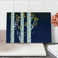 thumbnail image 2 of Autumn Cutting Board, Birch Trees Colorful Fall Season Foliage Leaves on a Starry Night Sky Backdrop, Decorative Tempered Glass Cutting and Serving Board, Small Size, Blue White Brown, by Ambesonne, 2 of 5